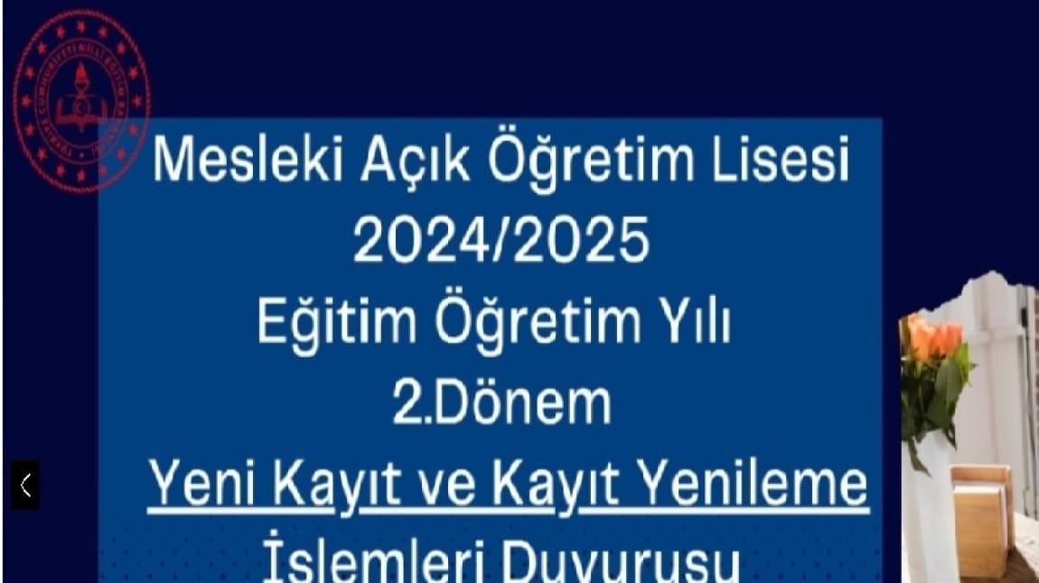 2024-2025 EĞİTİM ÖĞRETİM YILI AÇIK LİSE YENİ KAYIT VE KAYIT YENİLEME